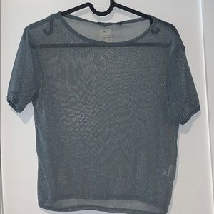Blue sparkly see through blouse